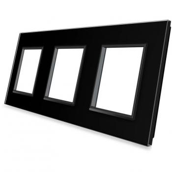 Frontal 3x cristal negro con 3 enchufes LEDBOX