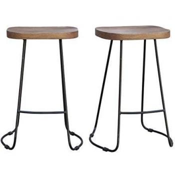 Taburetes de bar RUNKO de mango y metal 65 cm (lote de 2)