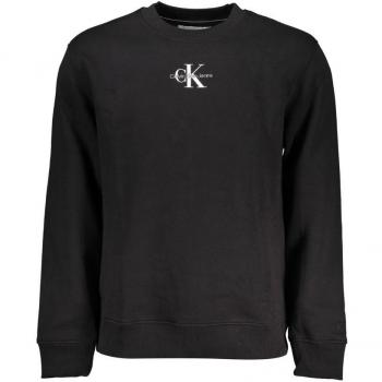 Calvin Klein Men's Black Long Sleeve Crew Neck Sweatshirt with Embroidered Logo - XXL