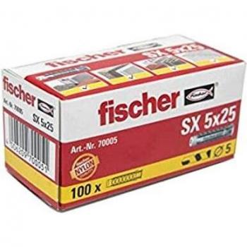 Cheville nylon SX Fischer - Longueur 25 mm - Diamètre 5 mm - Vendu par 100