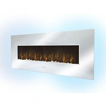 Chimenea Eléctrica Mural, 2000W, diseño panorámico en Cristal Templado Efecto Espejo, con Mando a Distancia CHE-510 Purline