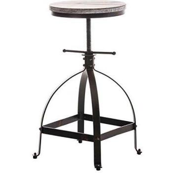 Taburete Raja Bronce Ajustable con Asiento de Madera y Estructura de Metal