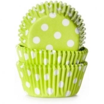 Mini cupcake cases green polka dot