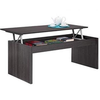 Mesa de Centro Elevable Moderna, Acabado Ceniza, Dimensiones 100cm x 50cm x 43cm