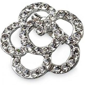 Mopec Broche con Forma de Flor de Strass, Pack de 12 Unidades, Metal, Plateado, 0.50x3.00x3.00 cm