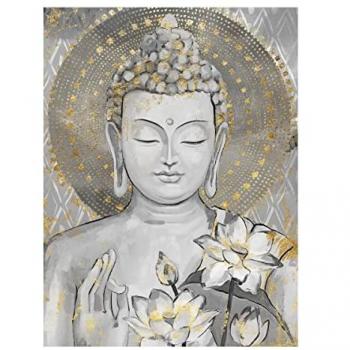 Cuadro Buda Gris Moderno de Decoración para Pared - 100x80 cm