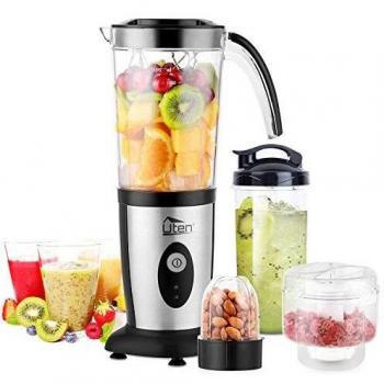 Uten Batidoras Multifuncional, Máquina de Batidos de Elétrica de Acero Inocidable,Picadora, Exprimidor, Batidora de Frutas y Verduras 4 en 1 con Botellas,