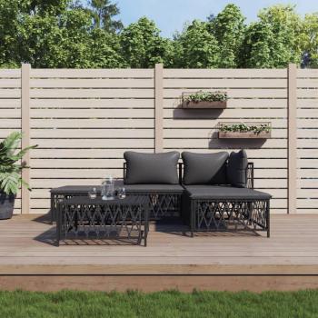 5-Piece Anthracite Steel Garden Lounge Set with Cushions