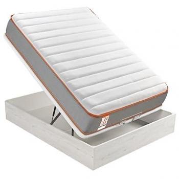Pack colchón sostenible HR visco soja natural y canapé abatible glaciar gran capacidad, entrega, montaje dentro del domicilio y retirada usado incluida, Rock, gris, 150x190, 3 años garantía