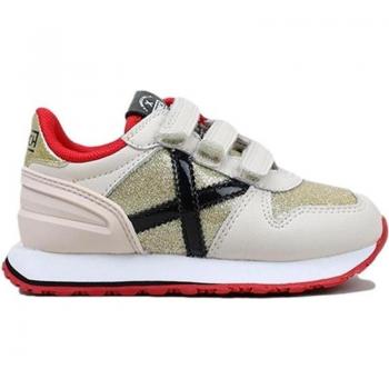 Zapatillas Deportivas para Niños Munich Mini Massana VCO 454 en Piel de Serraje con Cierre de Velcro Color Beige