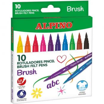 Estuche 10 rotuladores Alpino Brush punta pincel