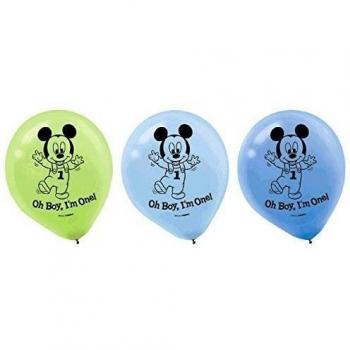 15-Piece Mickey's 1st Birthday Balloons, assorted colors. by Mickey Mouse