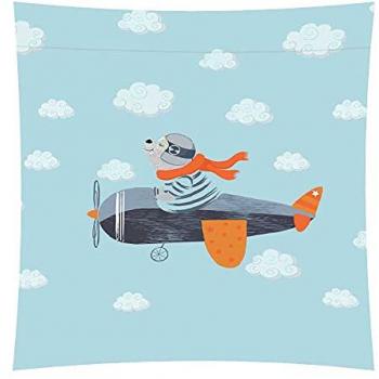 Funda Nórdica Infantil/Juvenil Reversible Aviador Azul + Funda de Almohada y Funda de Cojín 60x60 cm