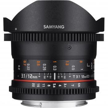 Lente Samyang 12mm T3.1 VDSLR ED AS NCS Ojo de Pez para Sony A