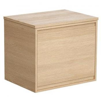 Mueble de baño con cajón a la inglesa y estante - 80 cm - Chapado en roble - MESLIVA