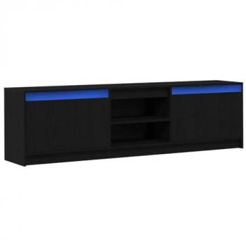 Mueble para TV Negro con Luces LED y Almacenamiento, 182 x 34 x 50 cm, Madera de Ingeniería