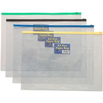 Porte-documents avec fermeture Éclair Format A3-Lot de 5-Coloris Assortis