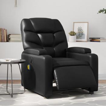 Sillón de masaje reclinable eléctrico de cuero sintético en negro, crema y marrón - Sillón cómodo para dormitorio y sala de estar
