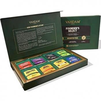 VAHDAM, Tés surtidos para regalo, 8 sabores, 40 bolsitas de té | Té Negro, Té Verde, Té Oolong, Chai | Ingredientes 100% naturales | Infusiones Surtidas de Té de Regalo | Regalo para hombres y mujeres