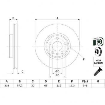 Disco de freno BOSCH 0 986 479 E49, frontal, ventilado, altamente carbonizado, 1 pieza