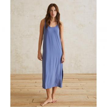 Vestido De Viscosa Largo Fluido Azul Yerse