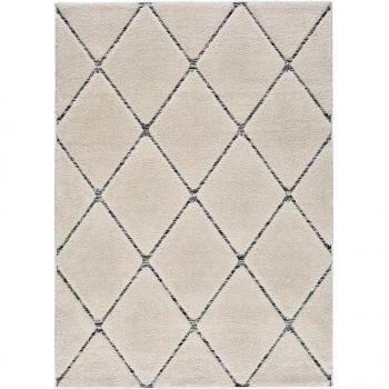 Alfombra Shaggy Doble Altura Polipropileno Swansea 160x230 cm Blanco y Negro