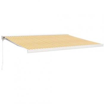 Toldo retráctil de aluminio y tela amarillo y blanco 4x3 m