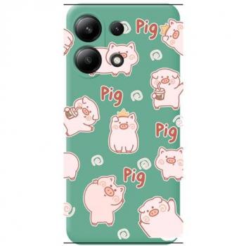 Funda Silicona Líquida Verde con Diseño de Cerdos para Xiaomi Redmi Note 13 4G