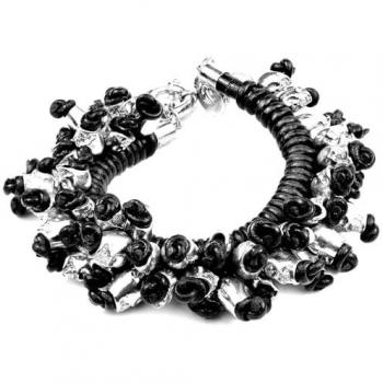Pulsera Folli Follie Mujer BA1L018WK 8 cm Plata Esterlina Negra