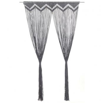 Cortina de macramé en algodón antracita 140x240 cm