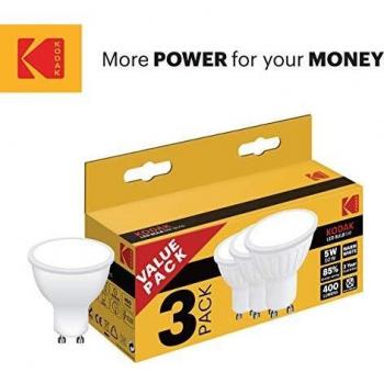 Kodak pack 3 x led dicroica gu10400lm calido 3000k 5w50w no regulable