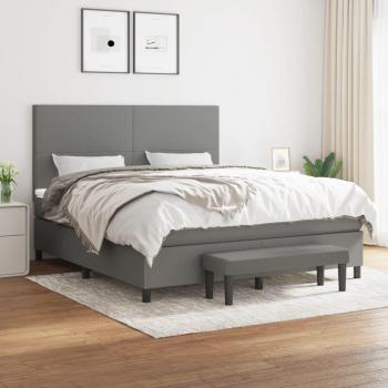 Cama box spring de muelles con colchón gris oscuro 180x200 cm Tela Vidaxl