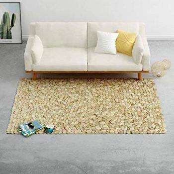 vidaXL Alfombra Galet Fieltro Lana 140 x 200 cm Beige, Gris Marrón Chocolate