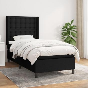 Cama box spring con colchón negro 80x200 cm en tela