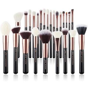 Juego 25 pzas. de marca Jessup Base de maquillaje Belleza Cosmética Power Blushes pestañas Lápiz labial Cepillo de pelo naturalsintético T155