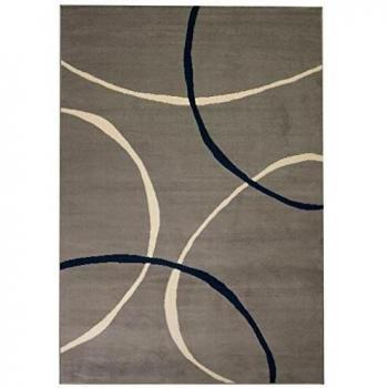 vidaXL Alfombra Moderna de Estampado Circular Gris 140x200cm Decoración Hogar