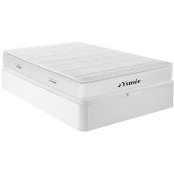 Conjunto de canapé abatible blanco de 140 x 190 cm + colchón de muelles ensacados con nano muelles y viscoelástica de 32 cm de grosor - IPOH