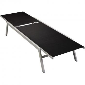 vidaXL Sun Lounger Steel and Textilene Black