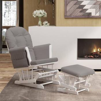 Sillón de lactancia Glider con taburete en tela gris claro Vidaxl