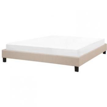 Cama tapizada beige 180 x 200 cm con somier sin cabecero modelo Roanne