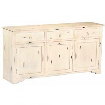Aparador Blanco 160x40x80 cm Madera Maciza de Mango