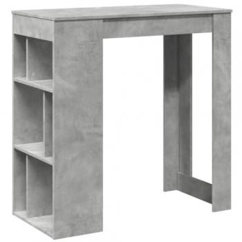 Mesa Alta Bar con Estantes Madera Gris Hormigón 102x50x103,5cm