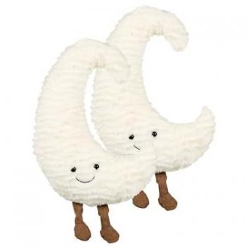 Conjunto de 2 cojines infantiles luna en peluche blanco 21 x 40 cm suave y decorativo