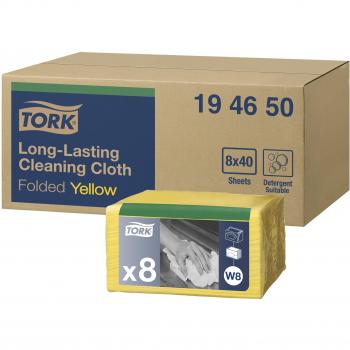 Tork 194650 Paños de limpieza de larga duración Premium / 1 capa / Paños multiusos compatibles con el sistema W8 / 8 paquetes x 40 paños