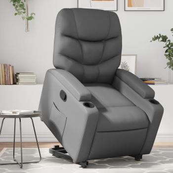 Silla elevadora reclinable de cuero artificial gris Vidaxl