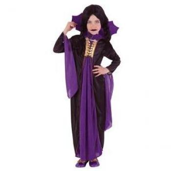 Disfraz Infantil de Vampiresa Gótica Morada para niña, talla 8-10 años
