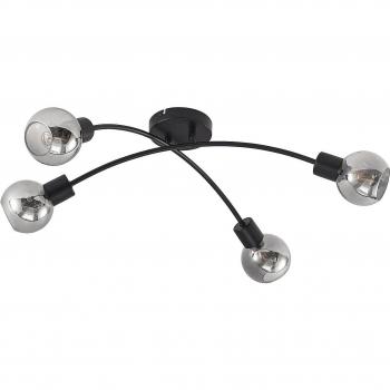 Plafón moderno Lindby Lioma de 4 luces en negro, hecho de metal, para salón y comedor, con casquillos E14