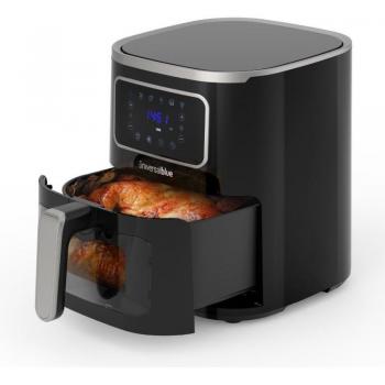 Freidora de Aire Digital Universal Blue Air Crispy 6005B con Ventana, 1450W, Capacidad de 5L, Incluye 6 Recetas y Accesorios, Color Negro/Inox