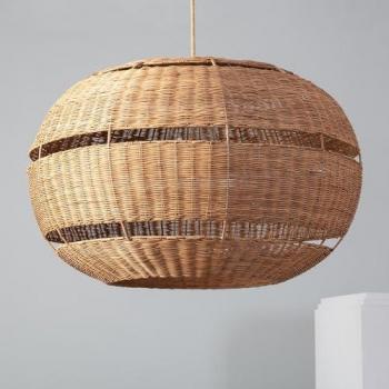 Lámpara Colgante de Ratán Oblate Bulang Ø800 mm Iluzzia - Decoración Natural para Salón y Dormitorio