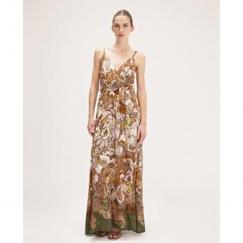 Vestido Largo de Jacquard con Estampado de Cachemir